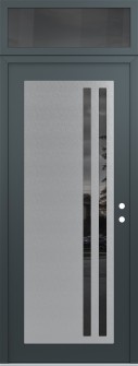 Diamond C6 36" x 96" anthracite/anthracite mirrored Glass Panel stainless steel LHI with Transom mirrored Glass