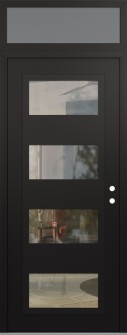 Diamond C2 36" x 96" black/black clear Glass Panel black LHI with Transom frosted Glass