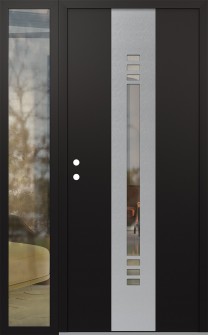 DIAMOND A5 52" X 80" BLACK/BLACK CLEAR GLASS PANEL STAINLESS STEEL RHI WITH SIDELITE CLEAR GLASS