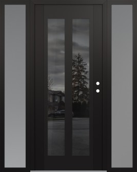 Diamond C14 60" x 80" black/black mirrored Glass Panel black LHI with 2 Sidelites frosted Glass