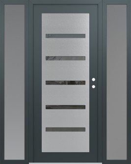 Diamond C7 64" x 80" anthracite/anthracite mirrored Glass Panel stainless steel LHI with 2 Sidelites frosted Glass