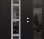 Modern Steel Front Door DIAMOND A10 50" X 80" BLACK/BLACK MIRRORED GLASS PANEL STAINLESS STEEL LHI WITH SIDELITE MIRRORED GLASS