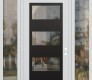 Modern Steel Front Door Diamond C2 60" x 96" white/white clear Glass Panel black LHI with 2 Sidelites and Transom clear Glass