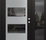 Modern Steel Front Door Diamond C2 50" x 80" black/black mirrored Glass Panel stainless steel LHI with Sidelite mirrored Glass