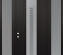 Modern Steel Front Door DIAMOND A5 68" X 96" BLACK/WHITE FROSTED GLASS PANEL STAINLESS STEEL RHI WITH 2 SIDELITES AND TRANSOM FROSTED GLASS