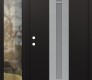Modern Steel Front Door DIAMOND A5 52" X 80" BLACK/WHITE FROSTED GLASS PANEL STAINLESS STEEL RHI WITH SIDELITE CLEAR GLASS