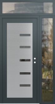 Diamond C8 52" x 96" anthracite/anthracite mirrored Glass Panel stainless steel LHI with Sidelite and Transom clear Glass