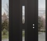 DIAMOND A6 64" X 96" BLACK/BLACK CLEAR GLASS PANEL BLACK RHI WITH 2 SIDELITES AND TRANSOM CLEAR GLASS