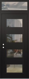 Diamond C2 36" x 96" black/black clear Glass Panel black RHI with Transom clear Glass