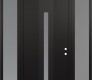 Modern Steel Front Door DIAMOND A2 68" X 96" BLACK/WHITE FROSTED GLASS PANEL BLACK LHI WITH 2 SIDELITES AND TRANSOM FROSTED GLASS