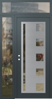 Diamond C3 52" x 96" anthracite/anthracite clear Glass Panel stainless steel RHI with Sidelite and Transom clear Glass