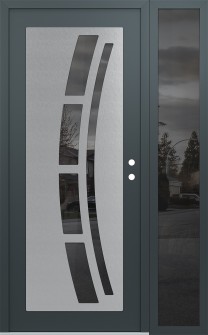 Diamond C12 50" x 80" anthracite/anthracite mirrored Glass Panel stainless steel LHI with Sidelite mirrored Glass