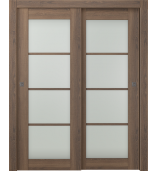 Avon 4 Lite Vetro Pecan Nutwood Bypass doors