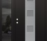 Modern Steel Front Door DIAMOND A12 48" X 80" BLACK/WHITE FROSTED GLASS PANEL STAINLESS STEEL RHI WITH SIDELITE MIRRORED GLASS