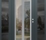 Modern Steel Front Door Diamond C14 60" x 80" anthracite/anthracite clear Glass Panel stainless steel LHI with 2 Sidelites mirrored Glass