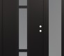 Modern Steel Front Door DIAMOND A9 48" X 80" BLACK/WHITE FROSTED GLASS PANEL BLACK LHI WITH SIDELITE FROSTED GLASS