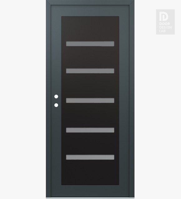 Modern Steel Front Door Diamond C7 36" x 80" anthracite/anthracite frosted Glass Panel black RHI