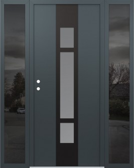 DIAMOND A9 68" X 80" ANTHRACITE/ANTHRACITE FROSTED GLASS PANEL BLACK RHI WITH 2 SIDELITES MIRRORED GLASS