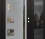 Modern Steel Front Door Diamond C3 48" x 80" black/black clear Glass Panel stainless steel LHI with Sidelite mirrored Glass