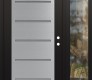 Modern Steel Front Door Diamond C11 52" x 80" black/white frosted Glass Panel stainless steel LHI with Sidelite clear Glass