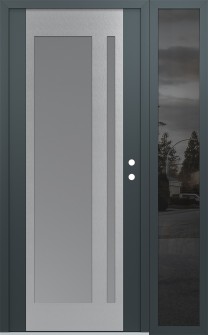 Diamond C15 52" x 80" anthracite/anthracite frosted Glass Panel stainless steel LHI with Sidelite mirrored Glass