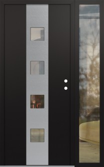 DIAMOND A12 50" X 80" BLACK/BLACK CLEAR GLASS PANEL STAINLESS STEEL LHI WITH SIDELITE CLEAR GLASS