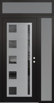 Diamond C3 50" x 96" black/black mirrored Glass Panel stainless steel LHI with Sidelite and Transom frosted Glass