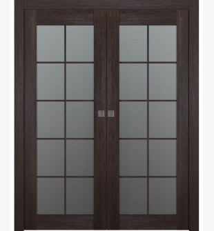 Avon 10 Lite Vetro Veralinga Oak Double pocket doors