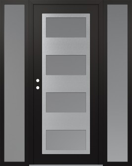 Diamond C2 68" x 80" black/white frosted Glass Panel stainless steel RHI with 2 Sidelites frosted Glass