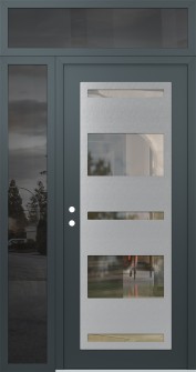 Diamond C10 50" x 96" anthracite/anthracite clear Glass Panel stainless steel RHI with Sidelite and Transom mirrored Glass