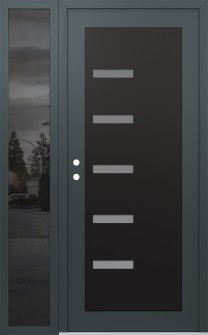 Diamond C8 50" x 80" anthracite/anthracite frosted Glass Panel black RHI with Sidelite mirrored Glass