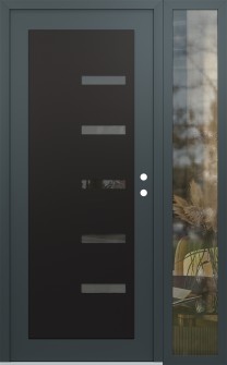 Diamond C8 52" x 80" anthracite/anthracite mirrored Glass Panel black LHI with Sidelite clear Glass