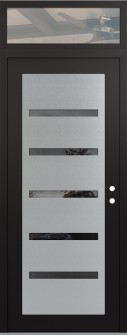 Diamond C7 36" x 96" black/black mirrored Glass Panel stainless steel LHI with Transom clear Glass