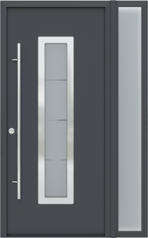 MODERN FRONT STEEL DOOR ARGOS ANTRACIT/WHITE 49 1/4" X 81 11/16" RHI + SIDELITE RIGHT