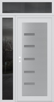 Diamond C8 50" x 96" white/white frosted Glass Panel stainless steel RHI with Sidelite and Transom mirrored Glass