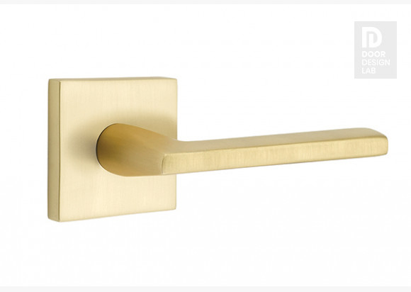 EMTEK HELIOS LEVER WITH SQUARE ROSETTE PRIVACY LH SATIN BRASS (US4) 5210