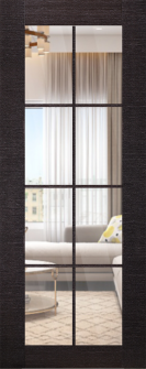 DOOR SLAB AVANTI 8 LITE CLEAR VETRO BLACK APRICOT 18" X 80" X 1 3/4" TEMPERED CLEAR GLASS