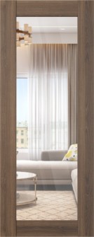 DOOR SLAB AVON 207 CLEAR VETRO PECAN NUTWOOD 36" X 96" X 1 3/4" TEMPERED CLEAR GLASS