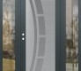 Modern Steel Front Door Diamond C12 60" x 80" anthracite/anthracite frosted Glass Panel stainless steel RHI with 2 Sidelites clear Glass
