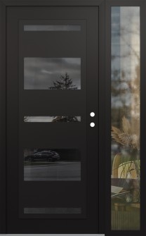 Diamond C10 48" x 80" black/black mirrored Glass Panel black LHI with Sidelite clear Glass