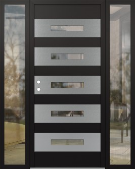 Diamond D9 60" x 80" black/black clear Glass Panel stainless steel RHI with 2 Sidelites clear Glass