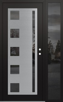 Diamond C3 50" x 80" black/black mirrored Glass Panel stainless steel LHI with Sidelite mirrored Glass