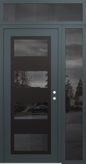 Diamond C2 48" x 96" anthracite/anthracite mirrored Glass Panel black LHI with Sidelite and Transom mirrored Glass