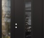 Modern Steel Front Door DIAMOND A10 52" X 96" BLACK/BLACK MIRRORED GLASS PANEL BLACK RHI WITH SIDELITE AND TRANSOM CLEAR GLASS