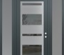 Modern Steel Front Door Diamond C10 60" x 96" anthracite/anthracite mirrored Glass Panel stainless steel LHI with 2 Sidelites and Transom frosted Glass