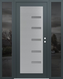 Diamond C8 68" x 80" anthracite/anthracite frosted Glass Panel stainless steel LHI with 2 Sidelites mirrored Glass