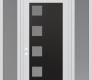 Modern Steel Front Door Diamond C5 60" x 96" white/white frosted Glass Panel black RHI with 2 Sidelites and Transom frosted Glass