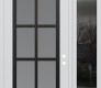 Modern Steel Front Door Diamond C16 50" x 96" white/white frosted Glass Panel black LHI with Sidelite and Transom mirrored Glass