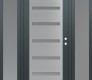 Modern Steel Front Door Diamond C7 64" x 80" anthracite/anthracite frosted Glass Panel stainless steel LHI with 2 Sidelites frosted Glass
