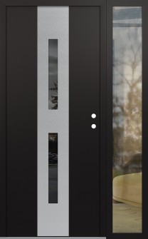 DIAMOND A6 48" X 80" BLACK/BLACK MIRRORED GLASS PANEL STAINLESS STEEL LHI WITH SIDELITE CLEAR GLASS